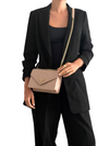 Bolso "Saffiano Soft Calfskin Metal Triangle Logo Envelope Chain Shoulder Bag"