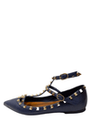 Baletas "Rockstud Pebbled Calfskin Black Ballet Flats"