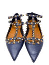 Baletas "Rockstud Pebbled Calfskin Black Ballet Flats"