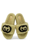 Sandalias "Interlocking G Logo Shearling Slides"
