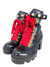 Botas "Faux Pearl Accents Leather Combat Boots"