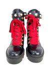 Botas "Faux Pearl Accents Leather Combat Boots"