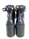 Botas "Faux Pearl Accents Leather Combat Boots"