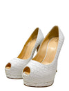 Tacones "White Snake Embossed Leather Open Toe Pumps"