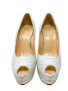 Tacones "White Snake Embossed Leather Open Toe Pumps"