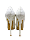 Tacones "White Snake Embossed Leather Open Toe Pumps"