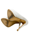 Tacones "White Snake Embossed Leather Open Toe Pumps"