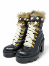 Botas "Animal Print Fur Trim Lace-Up Boots"