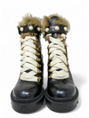 Botas "Animal Print Fur Trim Lace-Up Boots"