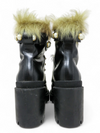 Botas "Animal Print Fur Trim Lace-Up Boots"