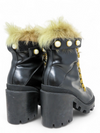 Botas "Animal Print Fur Trim Lace-Up Boots"