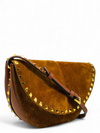 Bolso "Suede Calfskin Rockstud Halfmoon Saddle Bag"