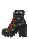 Botas "Calfskin Embroidered Lace Up Combat Ankle Boots"