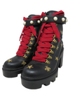 Botas "Calfskin Embroidered Lace Up Combat Ankle Boots"
