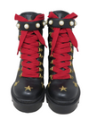 Botas "Calfskin Embroidered Lace Up Combat Ankle Boots"