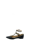 Baletas "Rockstud Pebbled Calfskin Black Ballet Flats"