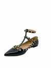 Baletas "Rockstud Pebbled Calfskin Black Ballet Flats"