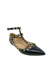 Baletas "Rockstud Pebbled Calfskin Black Ballet Flats"