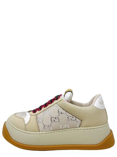 Tenis "Screener rubber, leather and metallic canvas-jacquard sneakers"