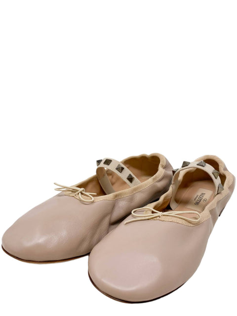 Baletas "Leather Rockstud Mary Jane Bow Ballet Flats"