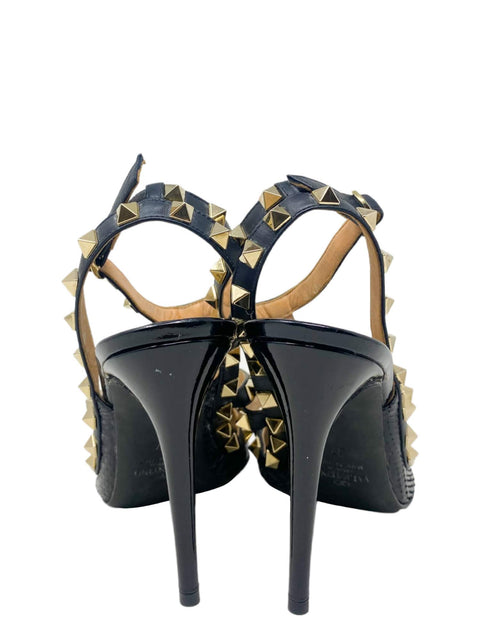 Tacones "Rockstud Accents Snakeskin T-Strap Pumps"