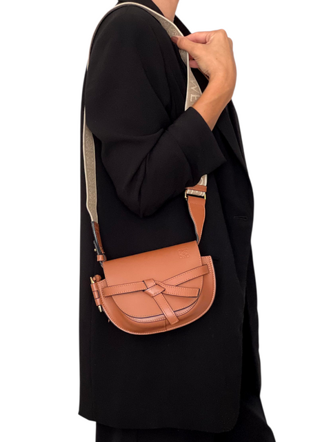 Bolso "Mini Gate Dual Bag in Soft Calfskin and Jacquard"