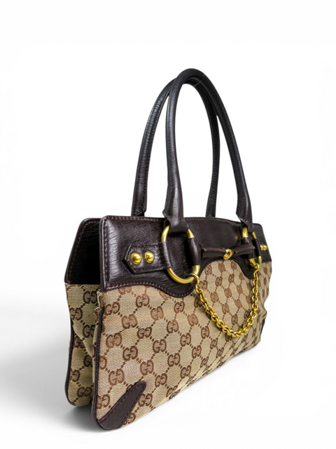 Bolso "Monogram GG Canvas Horsebit Chain Shoulder Bag"