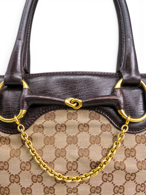 Bolso "Monogram GG Canvas Horsebit Chain Shoulder Bag"