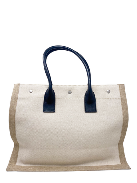 Bolso "Rive Gauche Small Tote Bag In Linen And Leather"