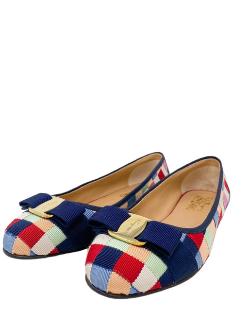 Baletas "Blue Varina Patchwork Grosgrain"