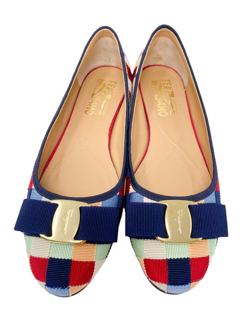 Baletas "Blue Varina Patchwork Grosgrain"