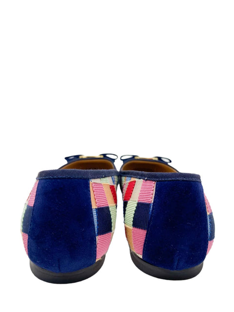 Baletas "Blue Varina Patchwork Grosgrain"