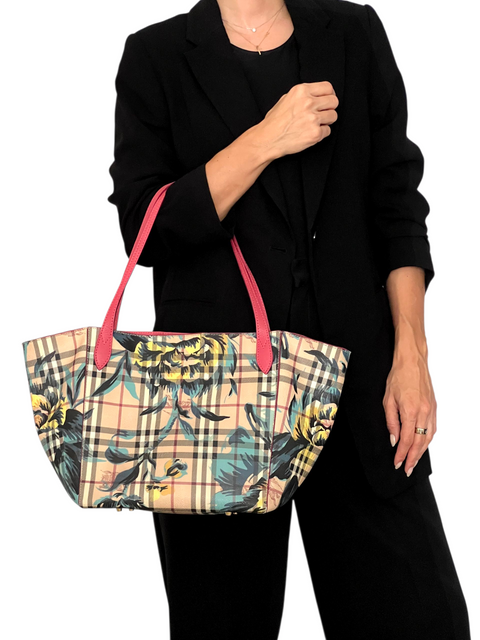 Bolso "Haymarket Check Floral Print Small Canterbury Tote Pink"