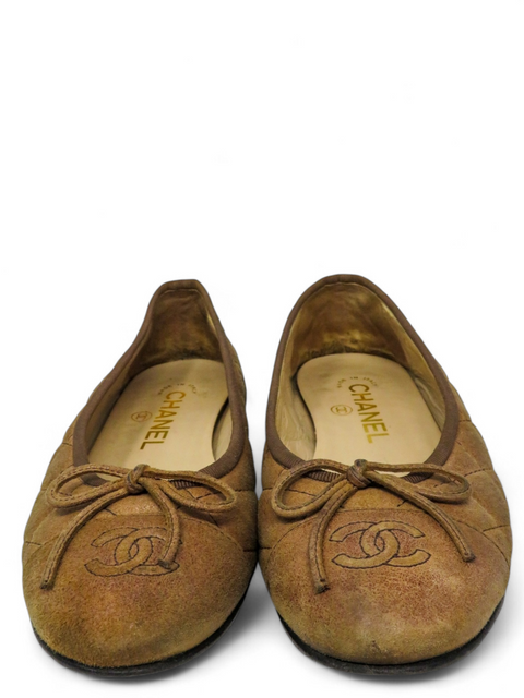 Baletas "Interlocking CC Logo Leather Ballet Flats"