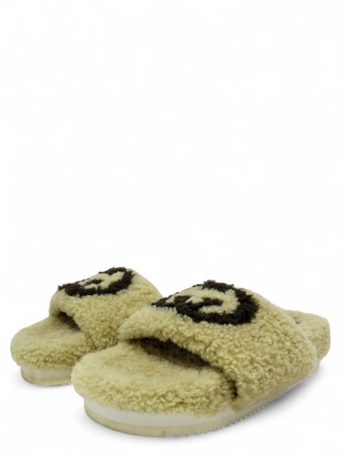 Sandalias "Interlocking G Logo Shearling Slides"