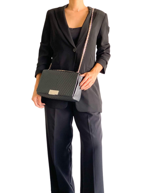 Bolso "Black Chevron Leather Bimba Flap Bag"