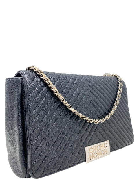 Bolso "Black Chevron Leather Bimba Flap Bag"
