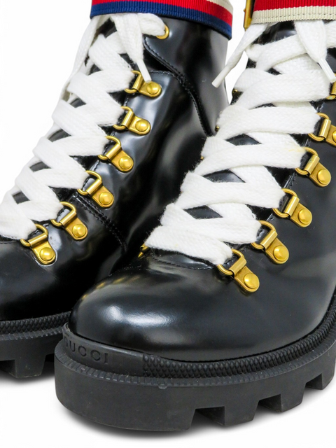 Botas "Sylvie Web Accent Leather Combat Boots"