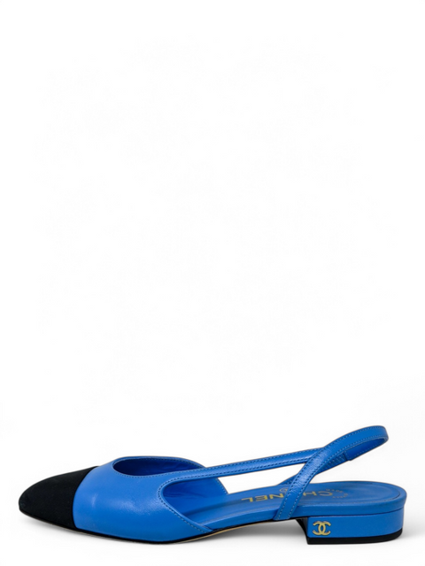 Sandalias "Interlocking CC Logo Leather Slingback Flats"