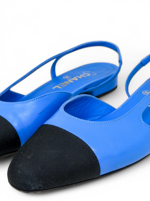 Sandalias "Interlocking CC Logo Leather Slingback Flats"