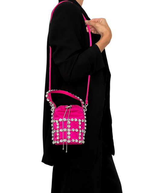 Bolso "Rhinestone Cage Bucket Bag"