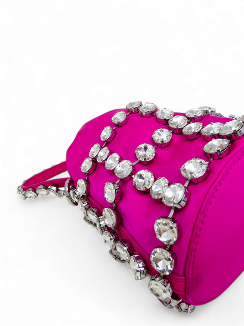 Bolso "Rhinestone Cage Bucket Bag"