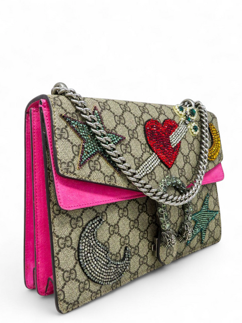 Bolso "GG Supreme Monogram Suede Pierced Heart Embroidered Medium"