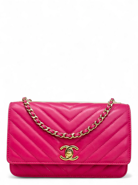 Bolso "Lambskin Chevron Quilted Trendy CC Wallet On Chain WOC"