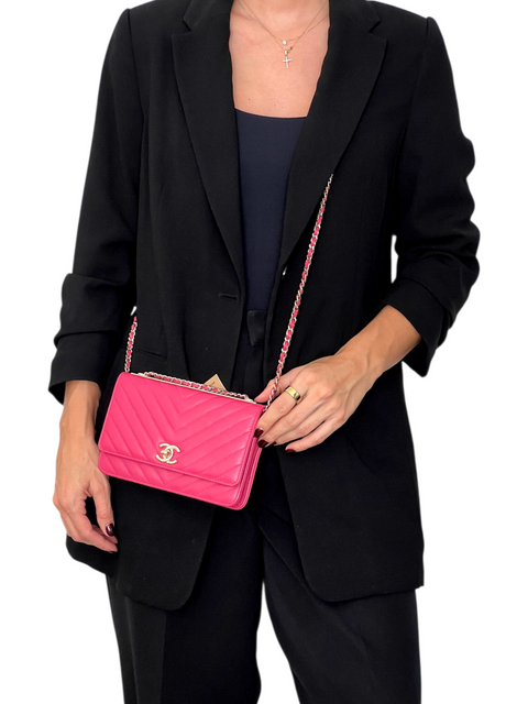 Bolso "Lambskin Chevron Quilted Trendy CC Wallet On Chain WOC"