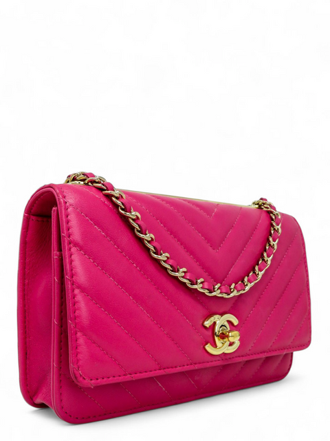 Bolso "Lambskin Chevron Quilted Trendy CC Wallet On Chain WOC"