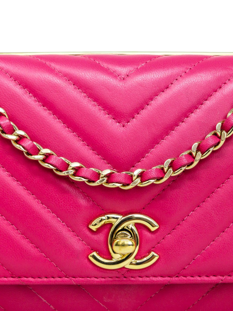 Bolso "Lambskin Chevron Quilted Trendy CC Wallet On Chain WOC"