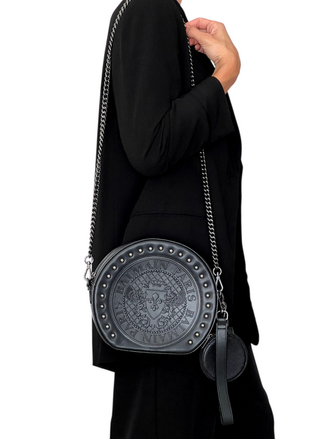 Bolso "Disco Round Black Patent Crossbody"