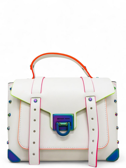 Bolso "Manhattan Medium Contrast-Trim Leather Satchel"