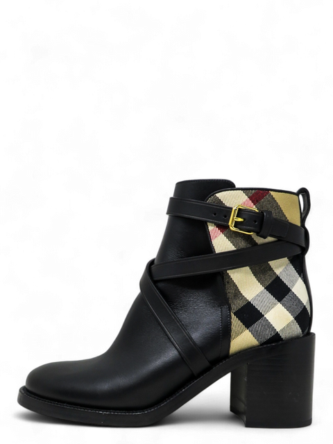 Botines "Check and Leather Heel Boots"